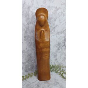 Hand-turned American Mid-Century Modern Solid Wood Madona Sculpture